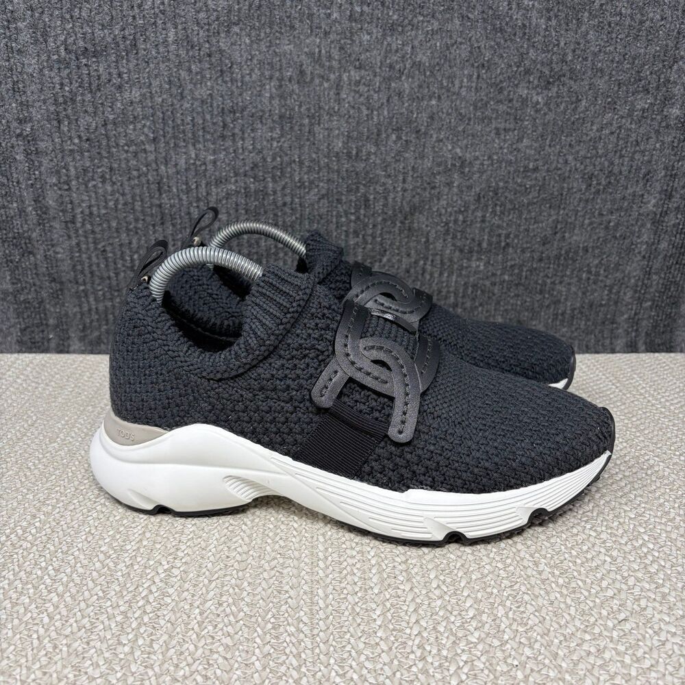 Tod’s Kate Stretch Knit Trainer Slip On Sneakers Black White Women’s 41 / US 11